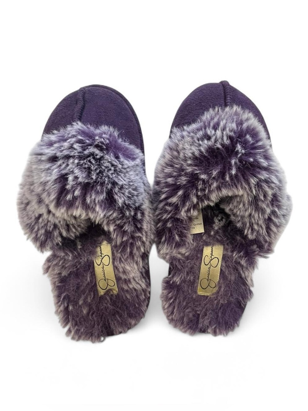 Jessica Simpson Kids Purple Micro-Suede Scuff Slippers Size Large 2-3 Faux Fur